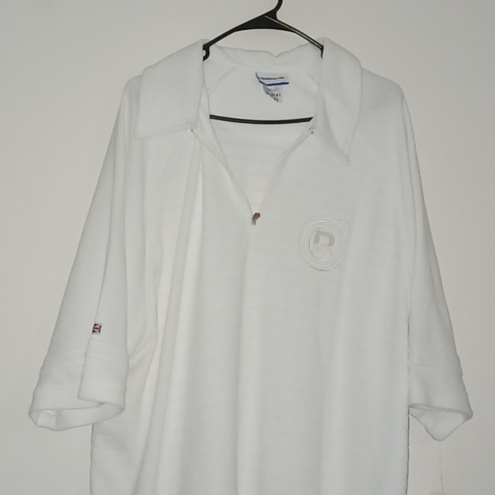 All white terrycloth Reebok Tracksuit size xl.